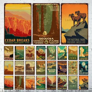Nacionālais Parks Retro Metāla Skārda Zīme Dabas Ainavu Vintage Plāksne Meža Tuksneša Kalniem Dzelzs Plāksne Mājas Dekors Dzīvojamā Istaba
