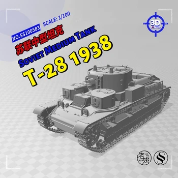 SSMODEL 100583 V1.7 1/100 3D Iespiesti Sveķi Modeļa Komplekta Padomju T-28 1938 vidējais Tanks