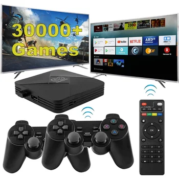 2 in 1 Android TV Box Bezvadu Kontrolieris Retro Video Spēļu Konsole, 4K HDMI 50000 Plug & Play TV Spēles 9 Spēļu Konsole Emulatora