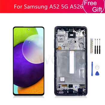 Amoled Samsung Galaxy A52 5G A526 Displejs LCD skārienekrānu, Digitizer Montāža Ar Rāmi Samsung A526 Nomaiņa, Remonts