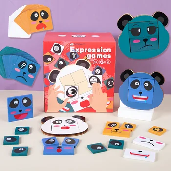 Kuba Panda Sejas Mainās, Celtniecības Bloki Valdes Karikatūra Puzzle Montessori Koka Līmeņa Spēle, Domāšana Izaicinājums Bērniem Rotaļlietas Puse