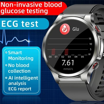 2023 Jauna neinvazīva Asins Glikozes asinsspiediens, Sirdsdarbības Temperatūras kontroles EKG + PPG Smart Watch Men ' s Health Monitor
