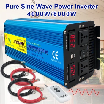 8000W 60Hz Pure Sine Wave DC 12V/24V UZ AC 220V/230V/240V Solar Power Inverter 3.1 USB Dual LED Displejs, Universal/ES/ASV Ligzda