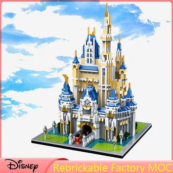 Disney Magic Castle Mini Bloki Mirco 3D Modeli 35cm Dimanta Ķieģeļi Princess Dream Castle Skaitļi Ķieģeļi Diy Rotaļlietas