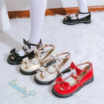 Japāņu lolita sieviešu kurpes Luoli studentu kurpes skaisto princesi kurpes, mežģīnes priekšgala koledžas stila kurpes apaļa galva cosplay apavi