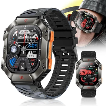 Jaunu augstas izšķirtspējas lielais ekrāna smartwatch sirdsdarbība Bluetooth zvanu kompass Smart aproce Modes āra sporta vīriešu skatīties