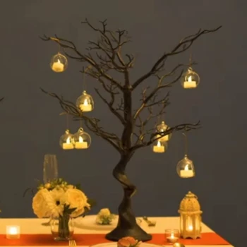 6pcs)ar sveču norēķinu)Jauns dizains melnā notikuma kāzu galda centerpieces top svečturi lustras rotājumi 2841