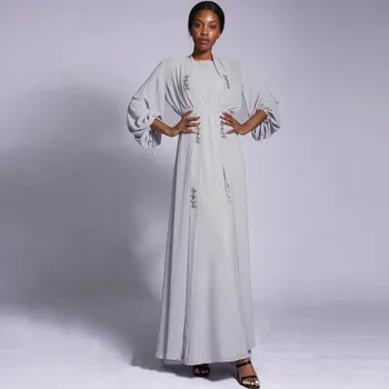 2 Gabals Atvērt Abaya Matching Musulmaņu Uzstādīt Ramadāna Šifona Rhinestone Kimono Abayas Sievietēm, Dubaija Turcija Iekšējo Kleita Islāmu Tērpiem