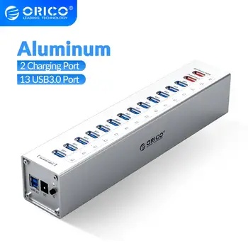 ORICO Alumīnija 13 Ports USB 3.0 HUB Ar 2 USB Uzlādes Portus 12V Strāvas Adapteris USB Sadalītājs Par Macbook DATORA Darbvirsmas Piederumi