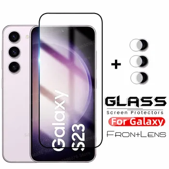 2in1 Rūdīta Stikla Samsung Galaxy S23 Plus S21 S22 Plus Ekrāna Aizsargs, Lai S21+ S22+ S23FE S23Plus Objektīva aizsargstikls