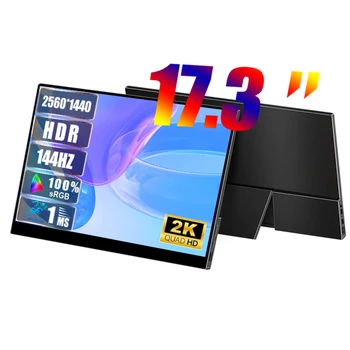 144Hz 17.3 Collu 2K Touchscreen Portatīvo Monitoru 2560x1440p 1MS FreeSync Spēle IPS Ekrānu Attiecībā uz DATORU, Klēpjdatoru, Xbox PS4/5 Slēdzis