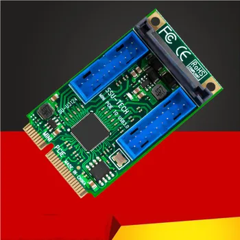 Mini PCI-E USB 3.0 Adapteris Stāvvadu Karte MINI PCI Express Dual 19/20pin USB3.0 Paplašināšanas Karti 15pin SATA Barošanas Desktop PC