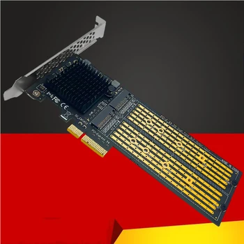 Split-bezmaksas 2Port M2 NVME PCIE Adapteri NVMe SSD M, Taustiņš B&M Taustiņu, lai PCI Express X4 Paplašināšanas Karti Iesūknēšanas ar Zema Profila Kronšteins