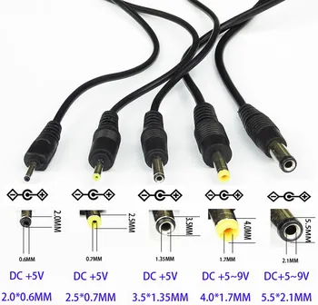 Kabeļu 80cm USB Ports DC 2.0 2.5 3.5 4.0 5.5 mm 5V DC Barelu Ligzda Strāvas Kabeļa Savienotājs Black LED Lampas Vai Citas Iekārtas
