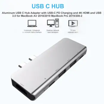 USB C Hub Adapteris Ar USB-C PD Uzlādes + 4K + USB 3.0 MacBook Air 2018/2019 Par MacBook Pro