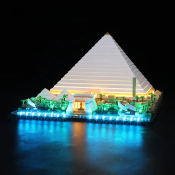 LED Light Komplekts 21058 Piramīdas Celtniecības Bloki Komplekts (neietilpst Modelis), Ķieģeļu Rotaļlietas Bērniem
