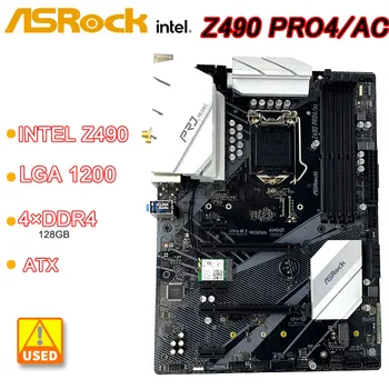 Intel Z490 LGA 1200 Mātesplati Asrock Z490 PRO4/AC Pamatplates 4×DDR4 128GB PCI-E 3.0 USB3.1HDMI ATX Desmitais Gen Core cpu
