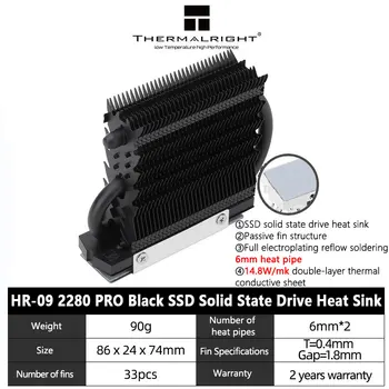 Thermalright HR-09 2280 PRO Black M. 2 Cietvielu Disks AGHP Siltuma Cauruļu, Radiatoru SSD Vēsāks Pilnībā Electroplated
