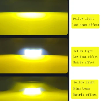 2GAB Trīs Gaismas Matricu LED Dual Objektīvs Priekšējie Miglas Lukturi 6000K 3000K 
