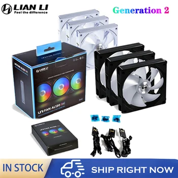 LIAN LI UNI Ventilators AL120 RGB PC Case Fan PWM ARGB Ventilatoru 12cm Modularity Ventilators Cableless Paaudzes 2 Melna/Balta