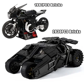 2023 Tehnisko Dark Knight 1:5 Lptp Motocikla Ratu Tvertne Celtniecības Bloki Bruce 's Auto Modelis Ķieģeļu Komplekts Dāvanas Zēns Bērniem