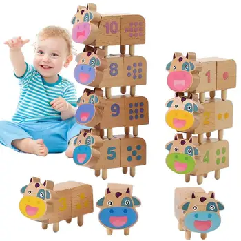 Skaits atbilst Spēles Govs Koka Forma Kārtotāja Puzzle Rotaļlieta Montessori Snap Puzzle Playset Bērnu Dienas Dāvanas Krāsains