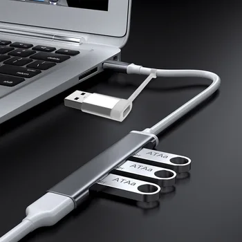 C tipa USB HUB Doks USB 3.0 3.0 2.0 Hub 4 Portu Sadalītājs Daudzu OTG Adapteri Lenovo HUAWEI Xiaomi Macbook Alumīnija Sakausējuma