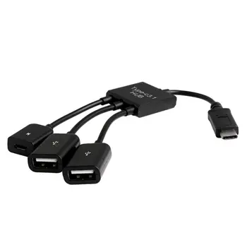 3in1 USB 3.1 Tips-C Micro USB 2.0 Jauda Uzlādes Uzņēmēja OTG Hub Kabeļa Adapteris