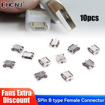 10pcs Micro USB 5pin B tipa Sievietes Savienotājs Savienotājs 5 pin Uzlādes Ligzda Micro USB 5pin B tipa Sievietes Savienotāji