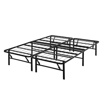 Bals Augsta Profila Salokāms Tērauda Platforma Gultas Rāmi, Black twin bed frame gulta， Full/Double/Twin-XL/Full/Dāma/King pēc izvēles