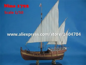 Hobijs Kuģu modeļu veidošanas komplekts mēroga 1/50 Kolumba ekspedīcijas flotes Nina 1792 koka kuģu Modeļu komplekti