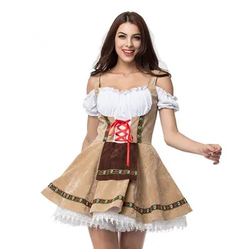 Lady Vācijas Oktoberfest Kostīms Tradicionālo Bavārijas Kupli Svārciņi Kleita Alus Meitene Apģērbs Cosplay Karnevāls Halloween Modes Puse Kleita