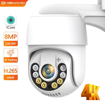4K 8MP WiFi IP Kameras Āra Bezvadu 5MP Mini Drošības Video Novērošanas Cam 1080P PTZ ICsee 4X Zoom Auto Ceļa H. 265 Alexa