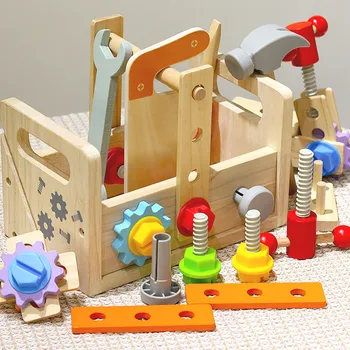 DIY Koka Celtniecības Bloku Demontāža Rīku Šķirnes Uzgriezni Apkopes Inženieris Montessori Spēle Bērniem Izglītības Rotaļlietas, Dāvanu