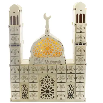 Eid Mubarak Atpakaļskaitīšanas Kalendāra DIY Ramadāna Dekoratīvi Koka Atvilktne Puse Dekori