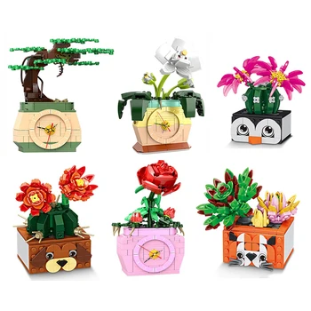 Podos, Ziedu Sulīgs Kaktusa Zieds 3D Modeli, Celtniecības Bloki, Mājas Darbvirsmas Ziedu Rotas Bērnu Izglītības Rotaļlieta Dāvana