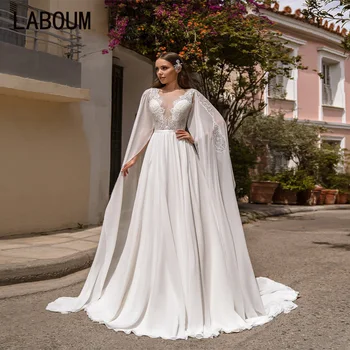 LaBoum Balts-LINE Scoop Slaucīt Vilcienu Pastrol Vienkāršu Kāzu Kleitu 2023 Elegants vestido de noiva brautkleider drēbes de mariée