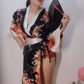 40-85kg Liela Izmēra Japāņu Kimono Sexy Apakšveļa Dāma Erotiska Cosplay Nakts Pidžamu Kleita Vienotu Kārdinājumam Ziedu Naktskrekls