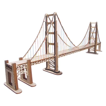 Diy Koka Puzzle Rokas Saliktas Tilta Modeli, San Francisco Īpašība, Orientieris Golden Gate Bridge