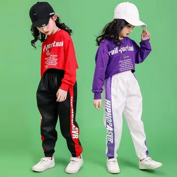 Bērnu Hip Hop Apģērbs, Krekls Top Kultūru Krekls Gadījuma Bikses Meitenēm Mazulis Džeza Deja Kostīmu Balles Dejas Drēbes Valkāt