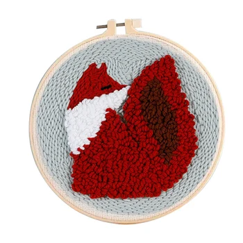 Red Fox Kule Perforators Adatu Komplekts DIY Izšuvumi Dzīvnieku Fox Vilnas Dzijas Mākslas Iesācējs Visu Materiālu, Instrumentu Komplekti 24 cm