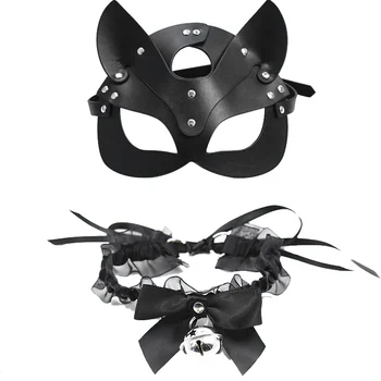 Seksīgas Ādas Maska Cosplay Kaķis Sieviešu bdsm apkakles Fetišs Sieviešu Halloween Masku Karnevāls Puse Maskas Seksa Rotaļlietas Pāriem