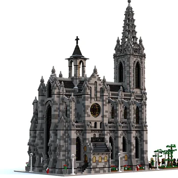 Moduļu Katedrāles Baznīca Celtniecības Blokus Uzstādīt BuildMoc Retro Arhitektūras Kolekciju Modelis DIY Māja, Ķieģeļu Rotaļlietas Bērniem Dāvanu
