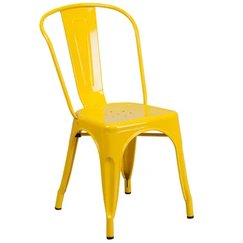 Perry Tirdzniecības Kvalitātes Dzeltena Metāla Iekštelpu, Āra Paaugstināma Krēslu Ēdināšanas Krēsls Modernā Ēdamgalda Krēsls Restorānā