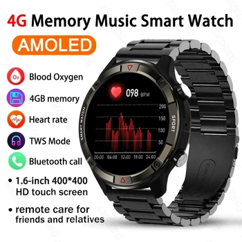 2023 4G RAM, 400*400 Ekrāna SmartWatch Vīriešiem, kas Vienmēr Parādītu, kāds Laiks Bluetooth Zvanu Vietējās Mūzikas Smartwatch Android, ios Pulkstenis