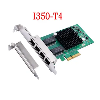 Intel I350-AM4 Čipu 4 Porti, PCI-e x4 Gigabit Ethernet Tīkla Kartes Quad RJ45 Servera Iekšējā NIC 10/100/1000Mbps Desktop PC