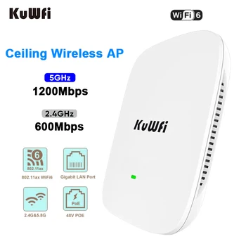 KuWfi 1800Mbps Wifi6 Griestu Maršrutētāju 2.4 G 5.8 G divjoslu Wifi Rūteris, Gigabit WAN LAN Ports, Atbalsta 48V POE Switch for Home Office