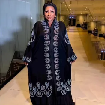 Musulmaņu Maxi Āfrikas Kleitas Sievietēm Jaunu Dashiki Taurene Piedurknēm Zaudēt Karstā Dimanta Vakarkleita Dubaija Kaftan Abaya Drēbes