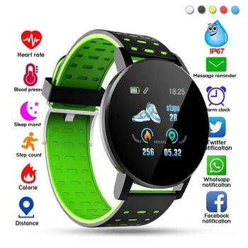 119Plus Smart Aproces Krāsu Ekrāns Sporta Aproce Vīriešiem, Sieviešu rokas Pulkstenis Bluetooth Ziņu Remider Sirdi Līmenis Asinīs Preesure