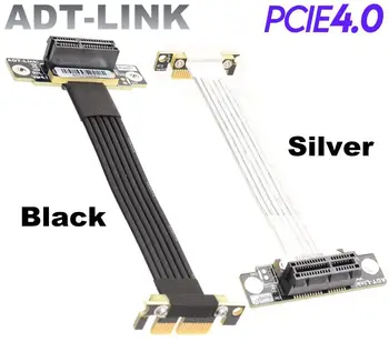 Black Silver PCIE 1x Stāvvadu Kabeļu Dual Salocīt 90 Grādu PCI E 4.0 x1 Lai x1 pagarinātāja Vads 16.G/Bps PCI-E Stāvvadu Kartes Lentes Extender